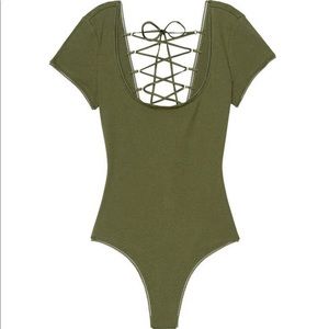 Victoria’s Secret Ribbed Lace-up Back Body Suit